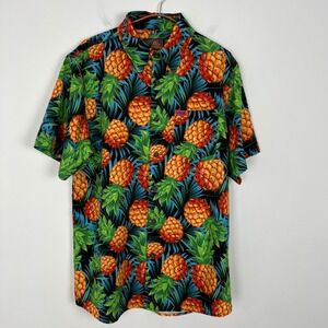 DIXXON Mens Pineapple Tropical Short Sleeve Button Up Shirt Size M